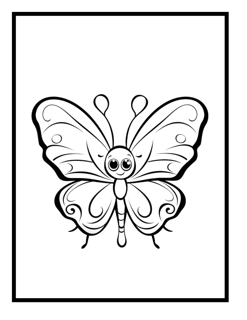 Butterfly – animal adventure illustration from the Animal Kingdom Adventures Coloring Book by Ruby Doodle