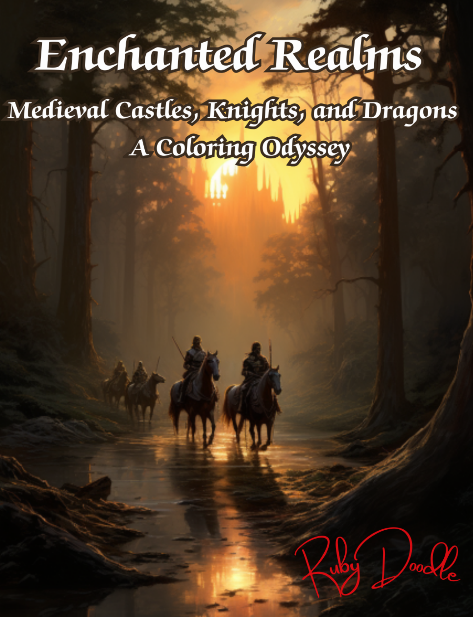 Ruby Doodle – Enchanted Realms: Medieval Castles, Knights, and Dragons – A Coloring Journey